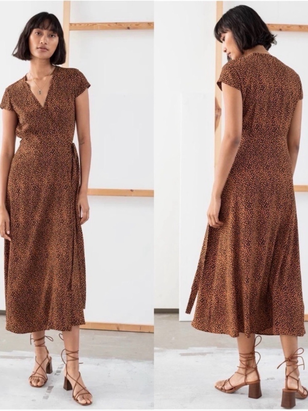 & Other Stories Animal Print Leo Wrap Maxi Dress